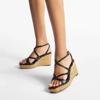 Ayla 85 Black Nappa Leather Wedge