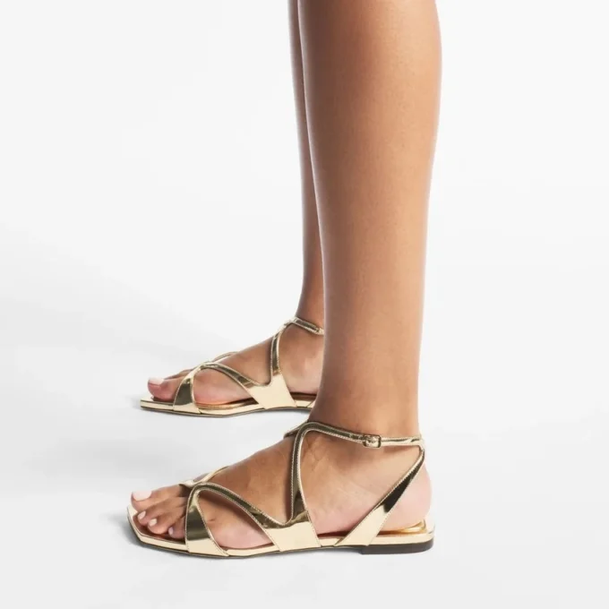 Ayla Flat Gold Metallic Leather Flats