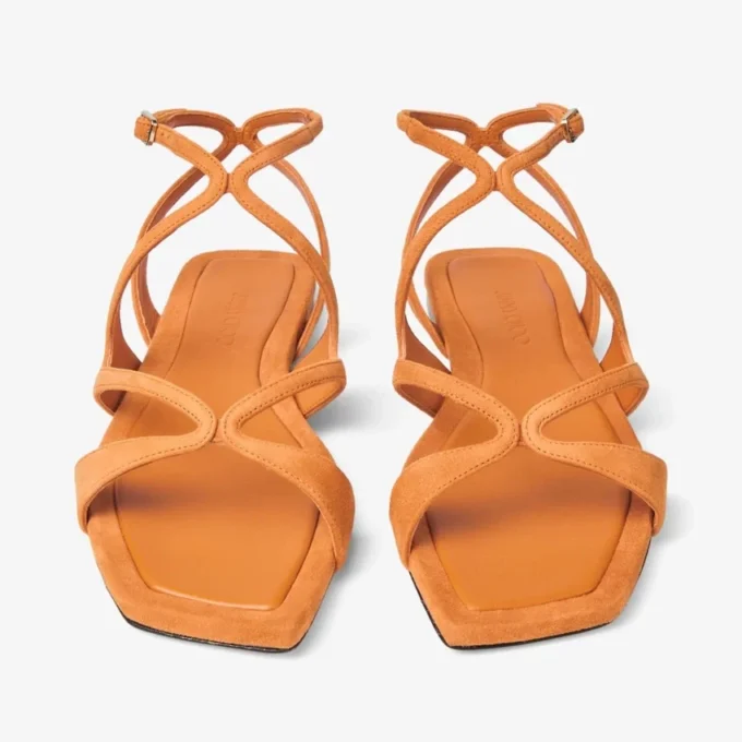 Ayla Flat Sunset Orange Suede Flat Sandals