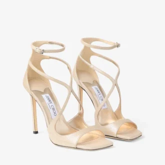 Azia 110 Gold Metallic Leather Sandals