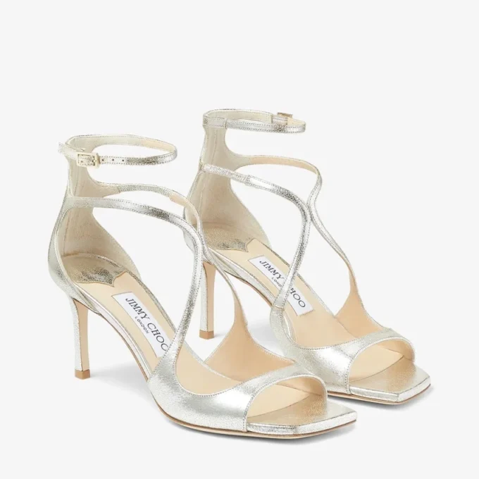 Azia 75 Champagne Glitter Leather Sandals