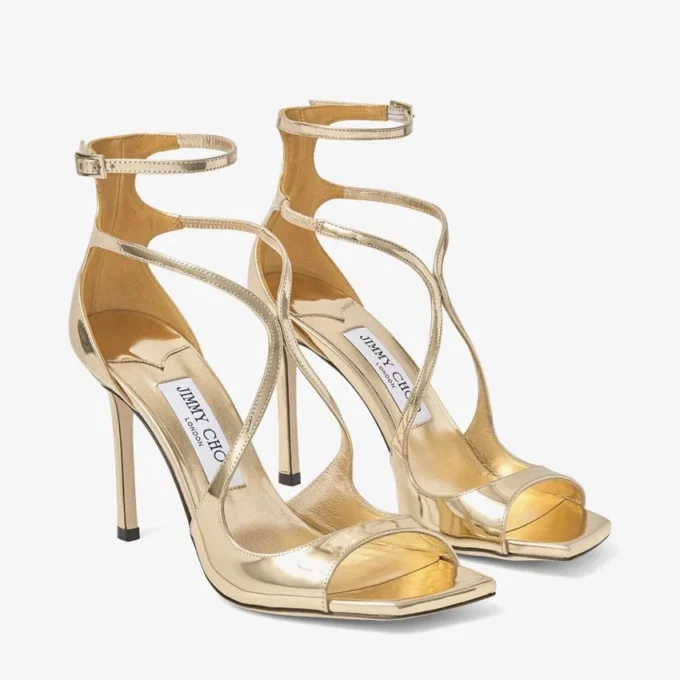 Azia 95 Gold Liquid Metal Leather Sandals