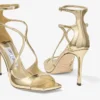 Azia 95 Gold Liquid Metal Leather Sandals