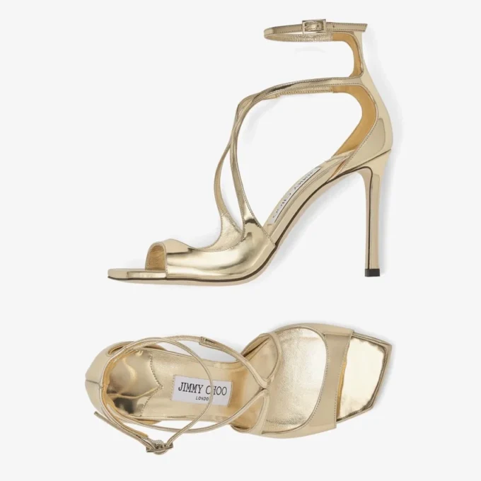 Azia 95 Gold Liquid Metal Leather Sandals