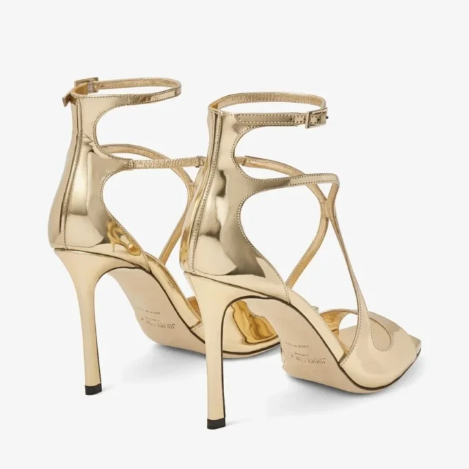 Azia 95 Gold Liquid Metal Leather Sandals