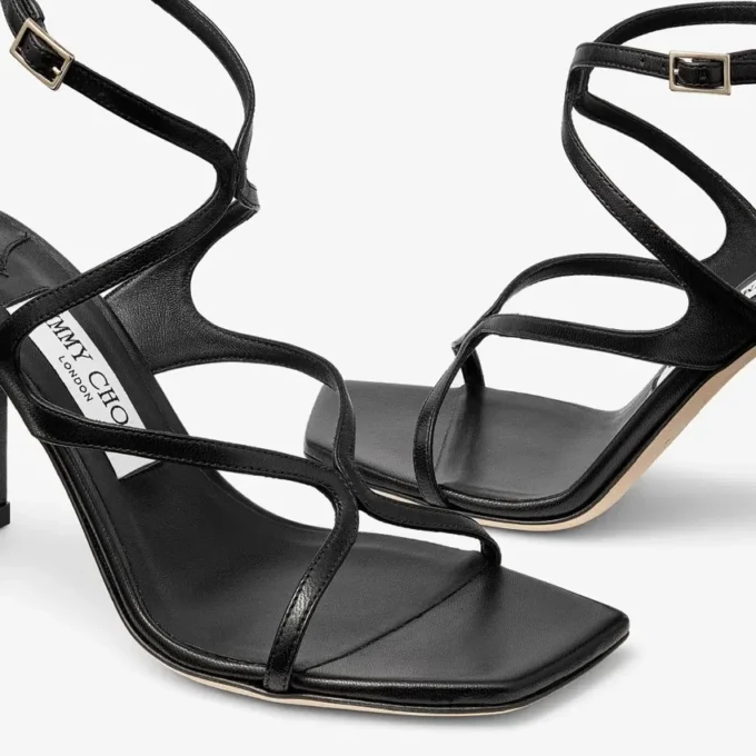 Azie 85 Black Nappa Leather Sandals