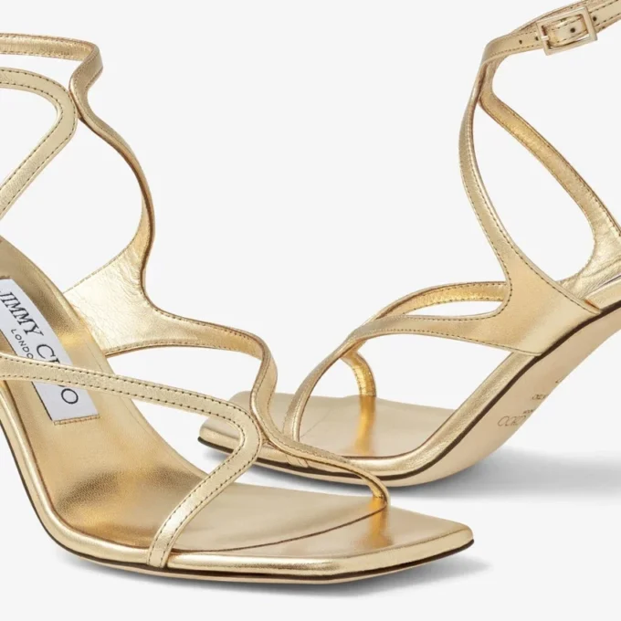 Azie 85 Gold Metallic Nappa Leather Sandals