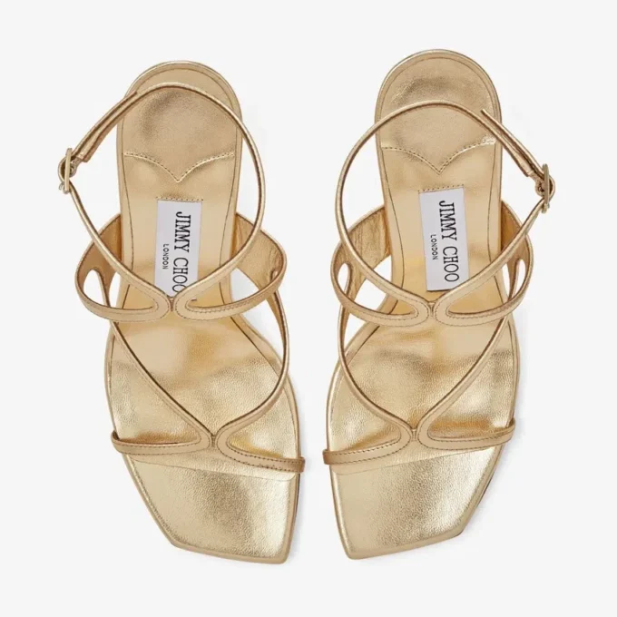 Azie 85 Gold Metallic Nappa Leather Sandals