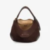 Bar Hobo M Chocolate Suede Shoulder Bag with Leather Trims
