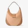 Bar Hobo M Toffee Suede Shoulder Bag with Biker Leather Trims