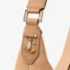 Bar Hobo M Toffee Suede Shoulder Bag with Biker Leather Trims