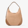 Bar Hobo M Toffee Suede Shoulder Bag with Biker Leather Trims