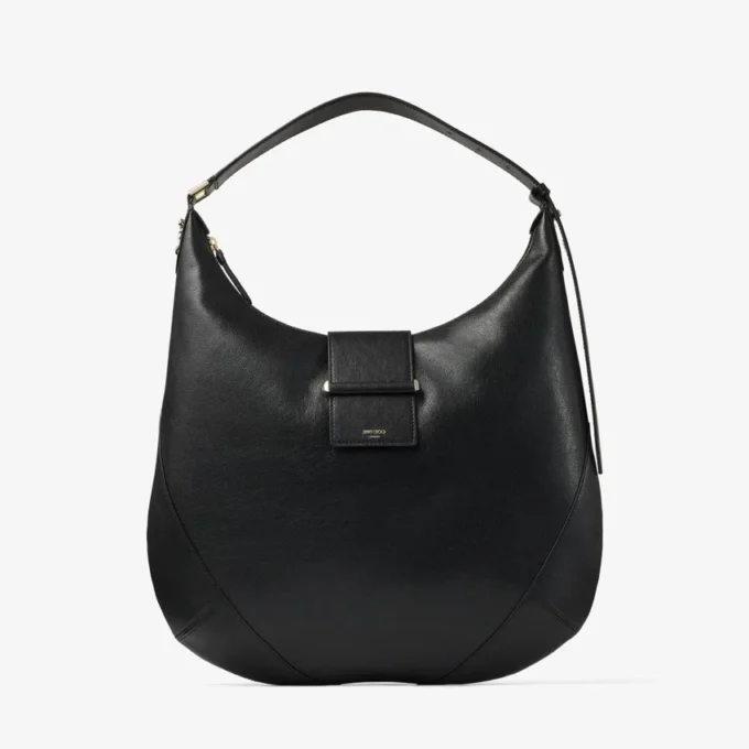 Bar Hobo Medium Black Biker Leather Shoulder Bag