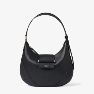 Bar Hobo Small Black Biker Leather Shoulder Bag