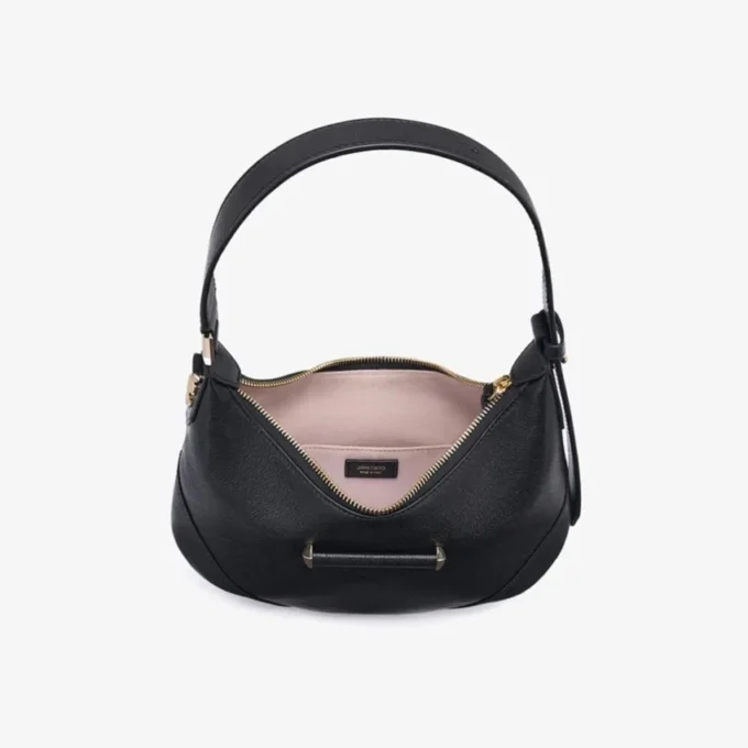 Bar Hobo Small Black Biker Leather Shoulder Bag