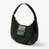 Bar Hobo Small British Green Suede Shoulder Bag with Biker Leather Trims