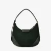 Bar Hobo Small British Green Suede Shoulder Bag with Biker Leather Trims
