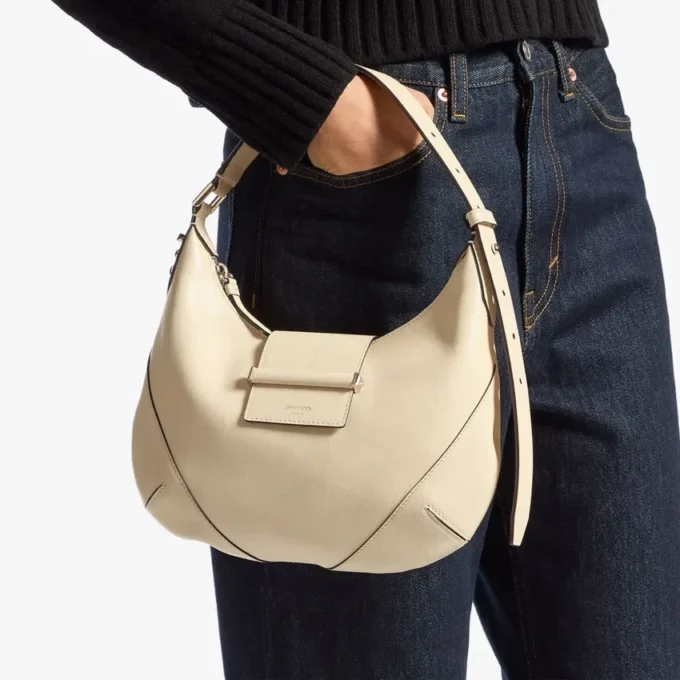 Bar Hobo Small Buttermilk Biker Leather Shoulder Bag