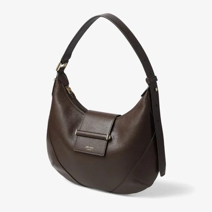 Bar Hobo Small Chocolate Biker Leather Shoulder Bag