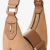 Bar Hobo Small Toffee Suede Shoulder Bag with Biker Leather Trim