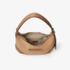 Bar Hobo Small Toffee Suede Shoulder Bag with Biker Leather Trim