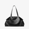 Bar Holdall Large Black Soft Grained Calf Skin Tote Bag with Textured Stars