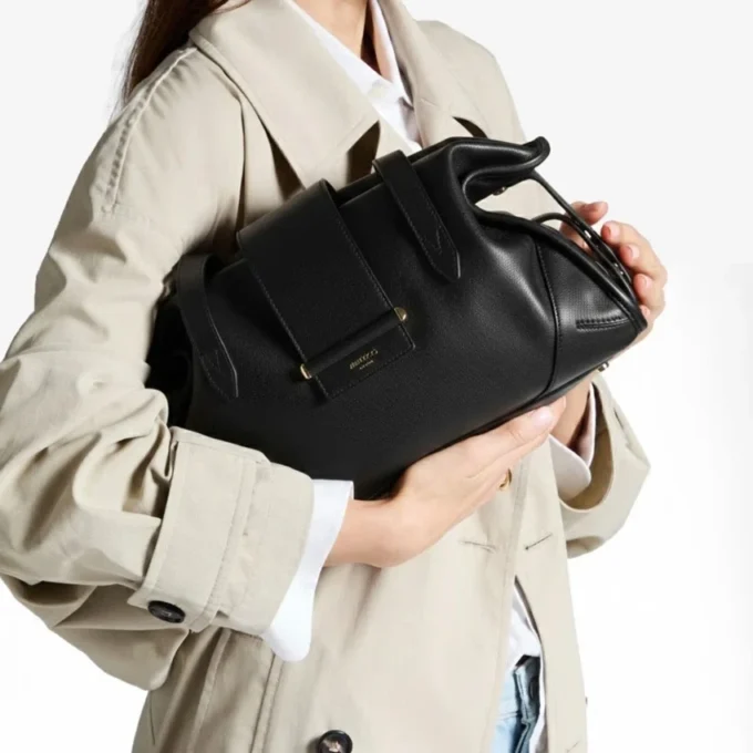 Bar Holdall Medium Black Biker Leather Holdall Bag