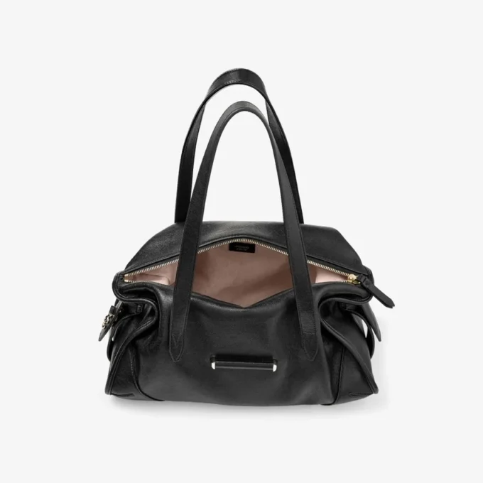 Bar Holdall Medium Black Biker Leather Holdall Bag