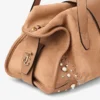 Bar Holdall Medium Toffee Suede Holdall Bag with Biker Leather Trim and Pearl Studs