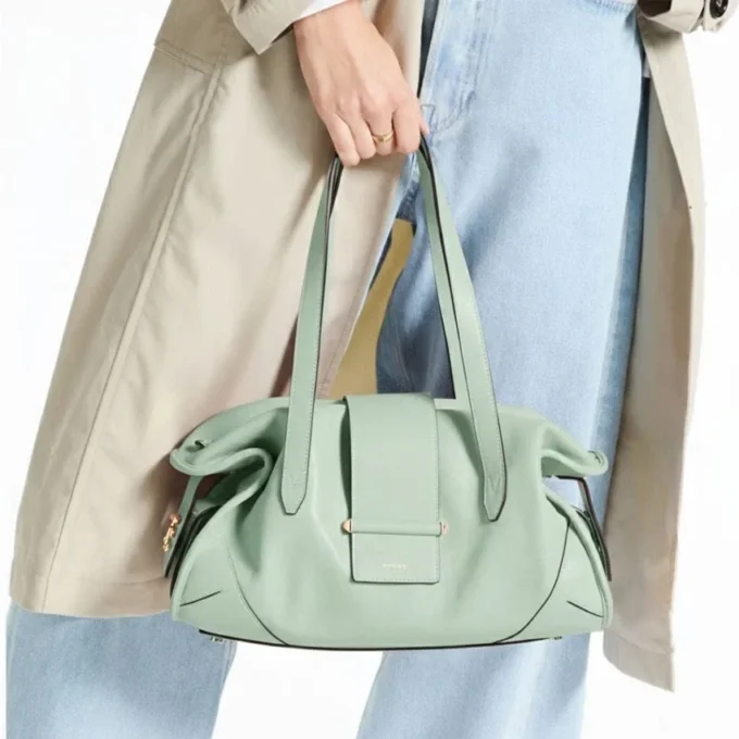 Bar Holdall Medium Verde Biker Leather Holdall Bag