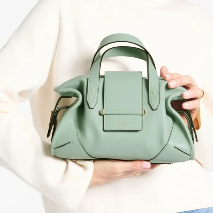 Bar Holdall Small Verde Biker Leather Holdall Bag