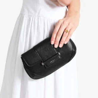 Bar Wallet with Chain Black Biker Leather Shoulder Bag