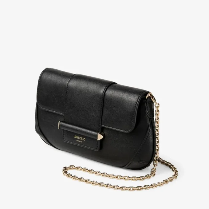 Bar Wallet with Chain Black Biker Leather Shoulder Bag