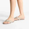 Bay Flat Almond Mix Frayed Flecked Canvas Flat Sandals
