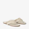 Bay Flat Almond Mix Frayed Flecked Canvas Flat Sandals