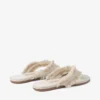 Bay Flat Almond Mix Frayed Flecked Canvas Flat Sandals
