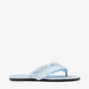 Bay Flat Riviera Blue Mix Frayed Flecked Canvas Flat Sandals