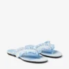 Bay Flat Riviera Blue Mix Frayed Flecked Canvas Flat Sandals