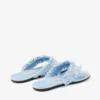 Bay Flat Riviera Blue Mix Frayed Flecked Canvas Flat Sandals