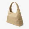 Beach Diamond Hobo Large Gold and Dark Cappuccino Metallic Raffia Shoulder Bag