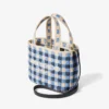 Beach Tote East-West Mini Marine Mix and Ecru Gingham Raffia Mini Beach Top Handle Tote Bag