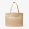 Beach Tote East-West Natural Raffia Embroidered Tote Bag