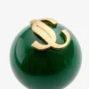 Beads Earrings Dark Green and Gold Finish Metal and Acrylic Stud Earrings