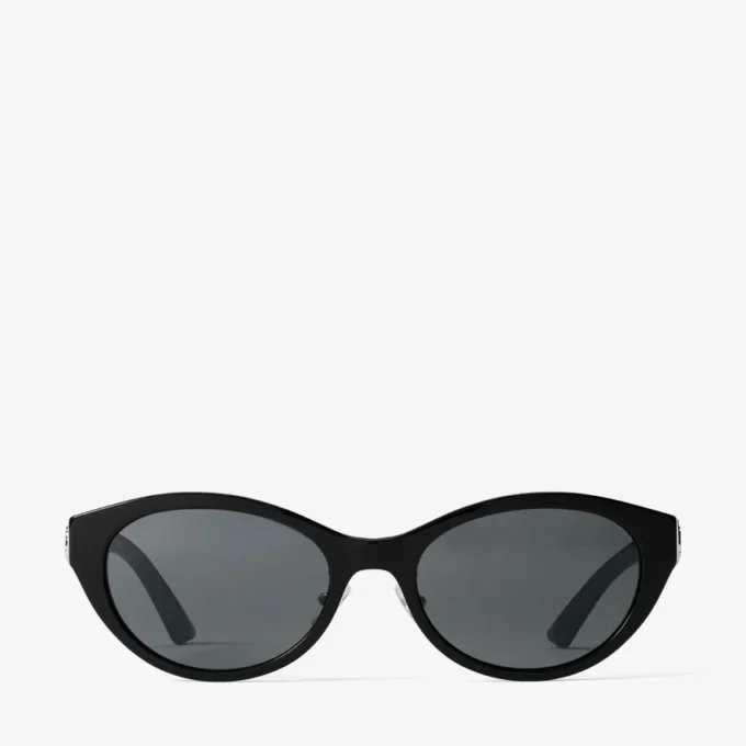 Benna Black and Grey Acetate Oval Sunglasses