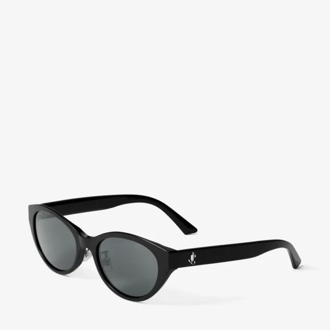 Benna Black and Grey Acetate Oval Sunglasses