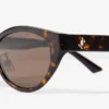 Benna Havana and Dark Brown Acetate Oval Sunglasses