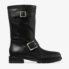 Biker Mid Black Biker Leather Ankle Boot