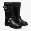 Biker Mid Black Biker Leather Ankle Boot