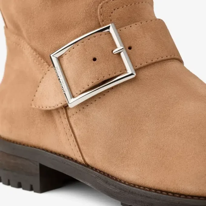 Biker Mid Toffee Velvet Suede Ankle Boots