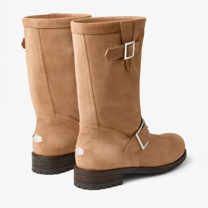 Biker Mid Toffee Velvet Suede Ankle Boots